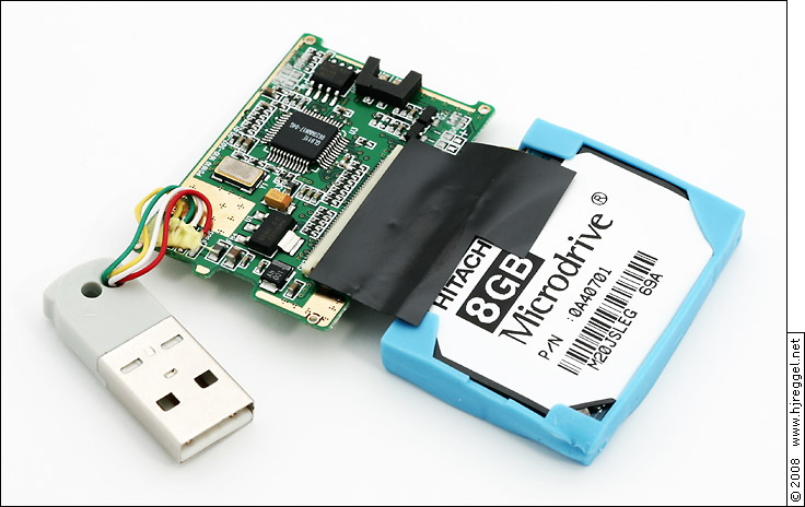 USB Plug, PCB and Microdrive with Shock Protection